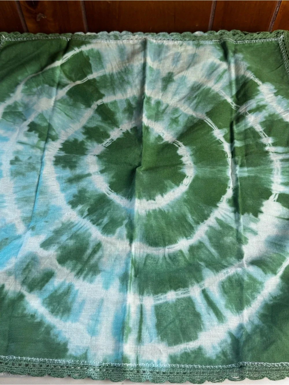Hand-Dyed Tie-Dye Tea Towels - Green & Teal Spiral Set